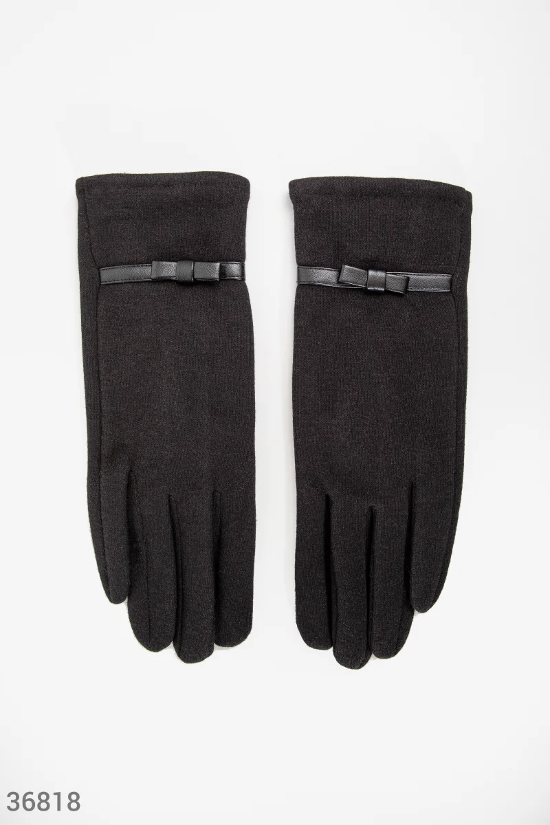 Черные перчатки с кожаными элементами photo 1