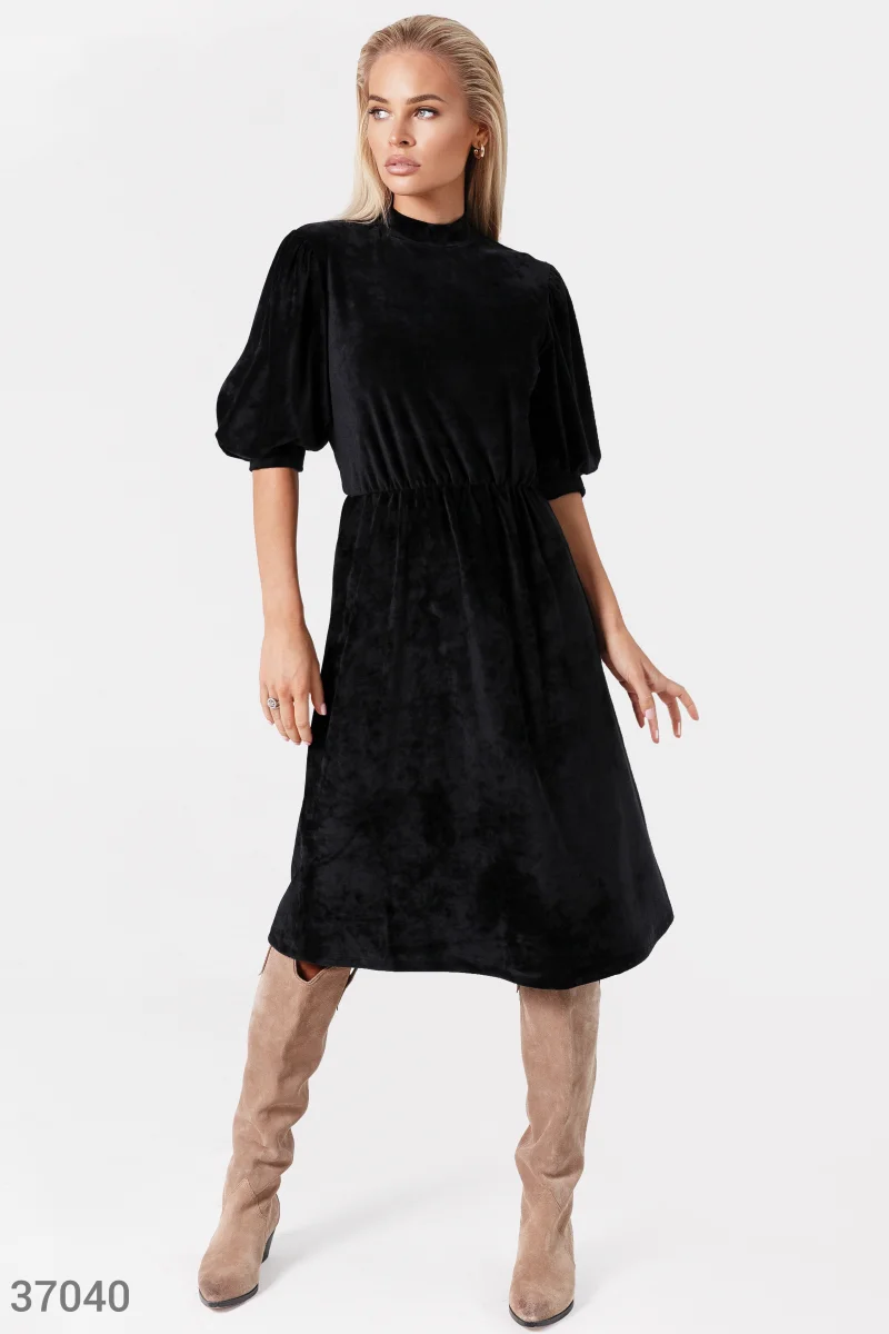 Черное велюровое платье photo 1