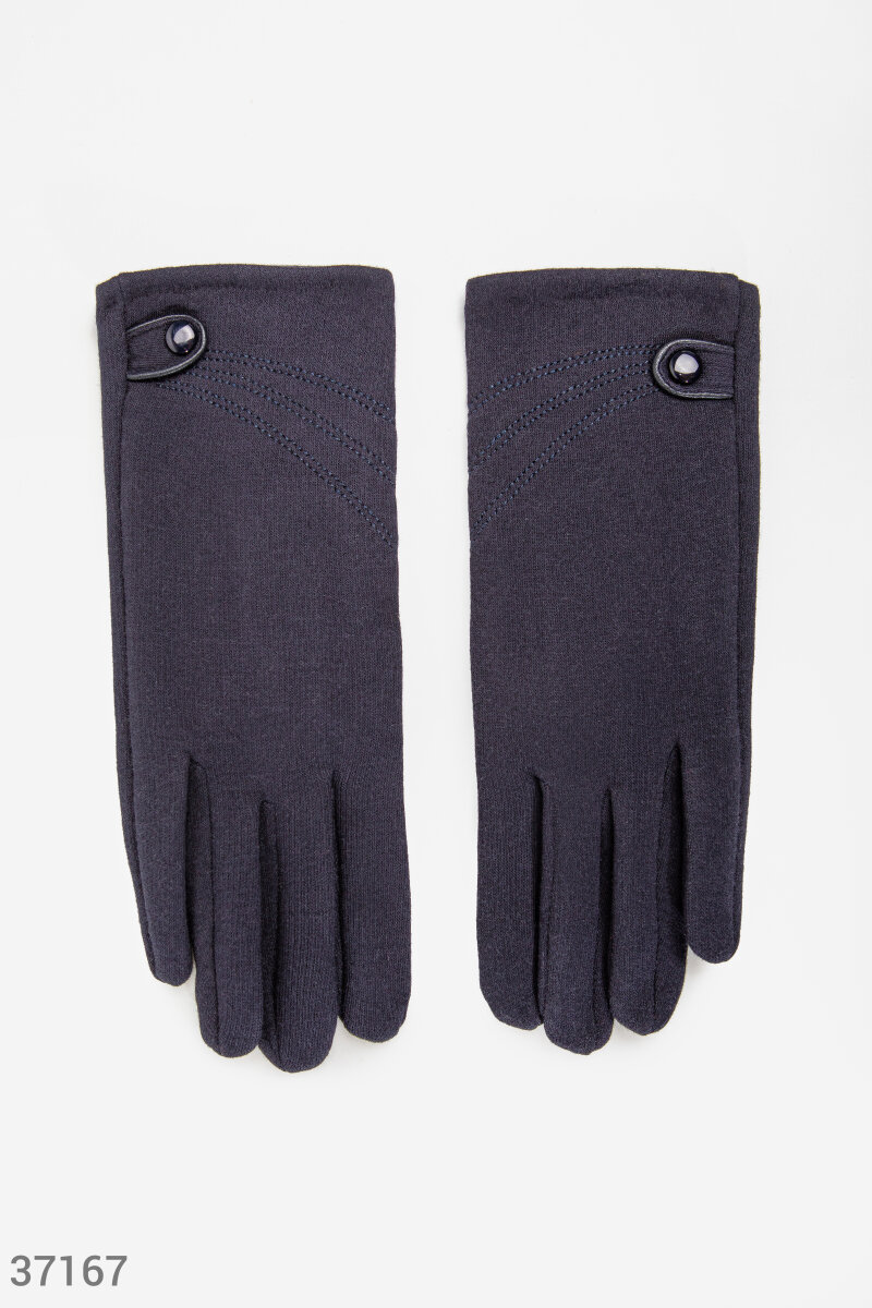 Синие перчатки с лаконичным декором