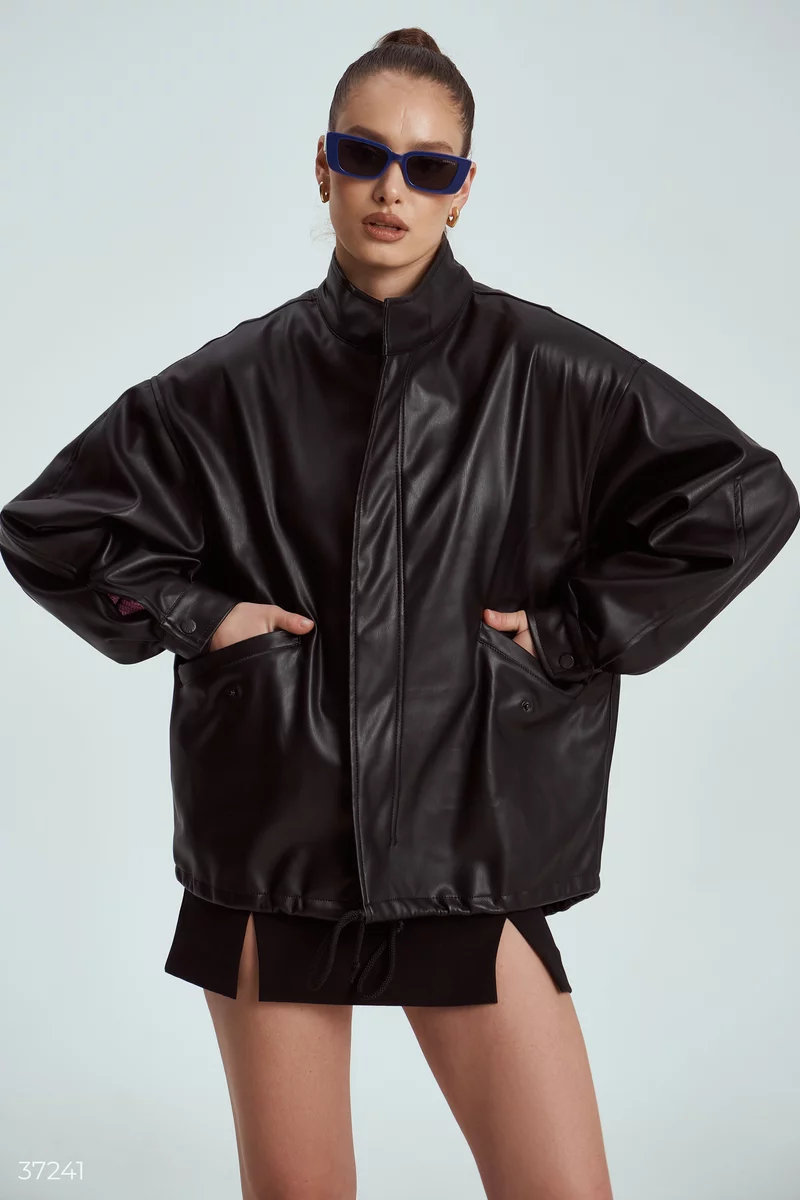 Oversized leather jacket (№ 37241) ♡ Gepur - women clothes