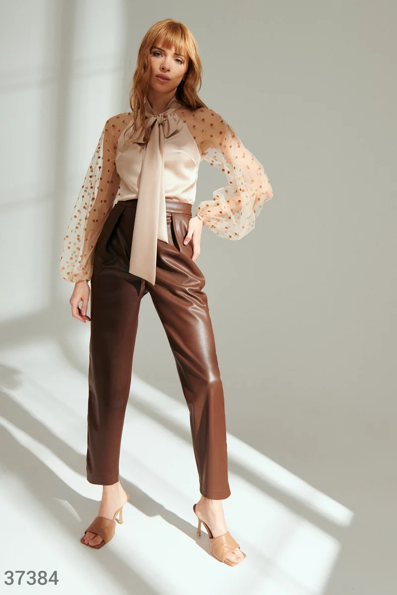 Chocolate brown leather trousers photo 1