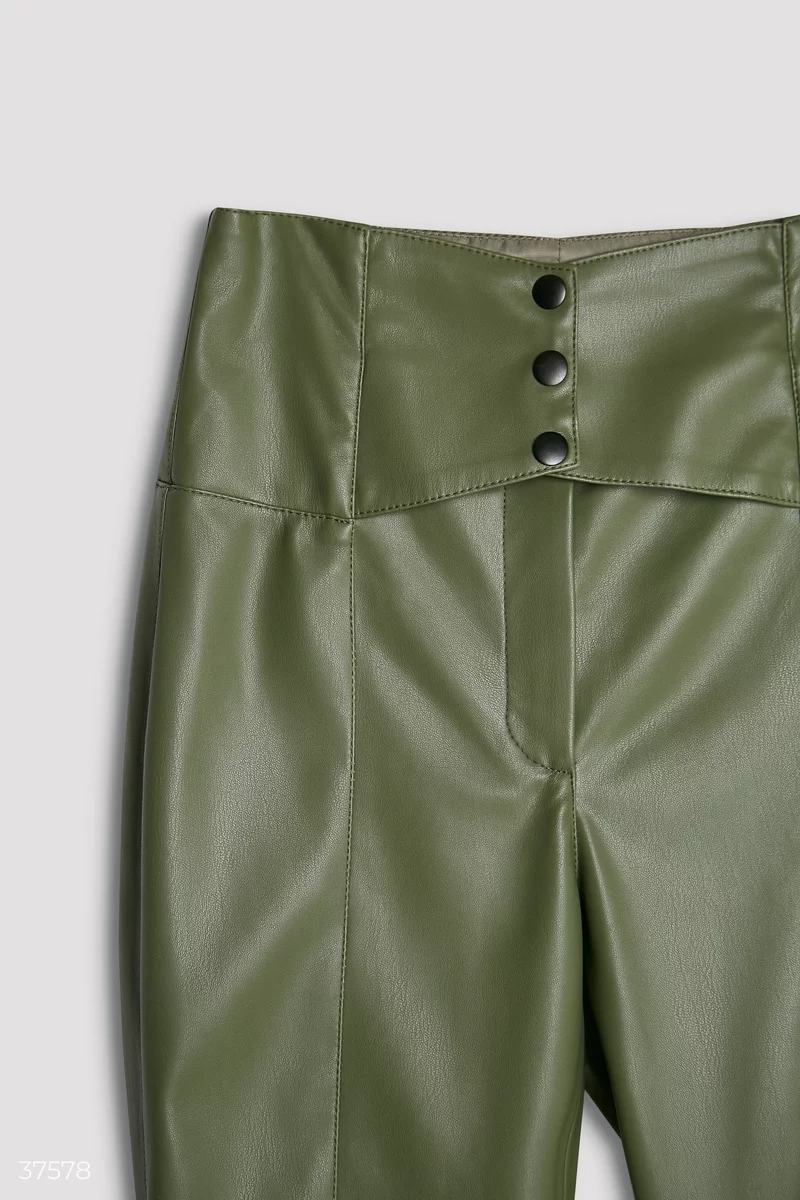 Pistachio faux leather trousers (№ 37578) ♡ Gepur - women