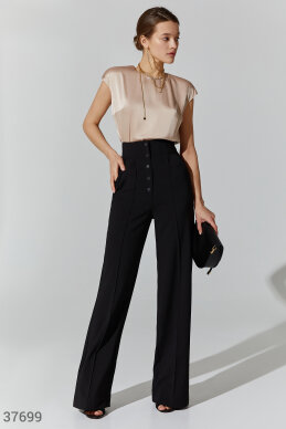 Wide-leg trousers with accent waist photo 1