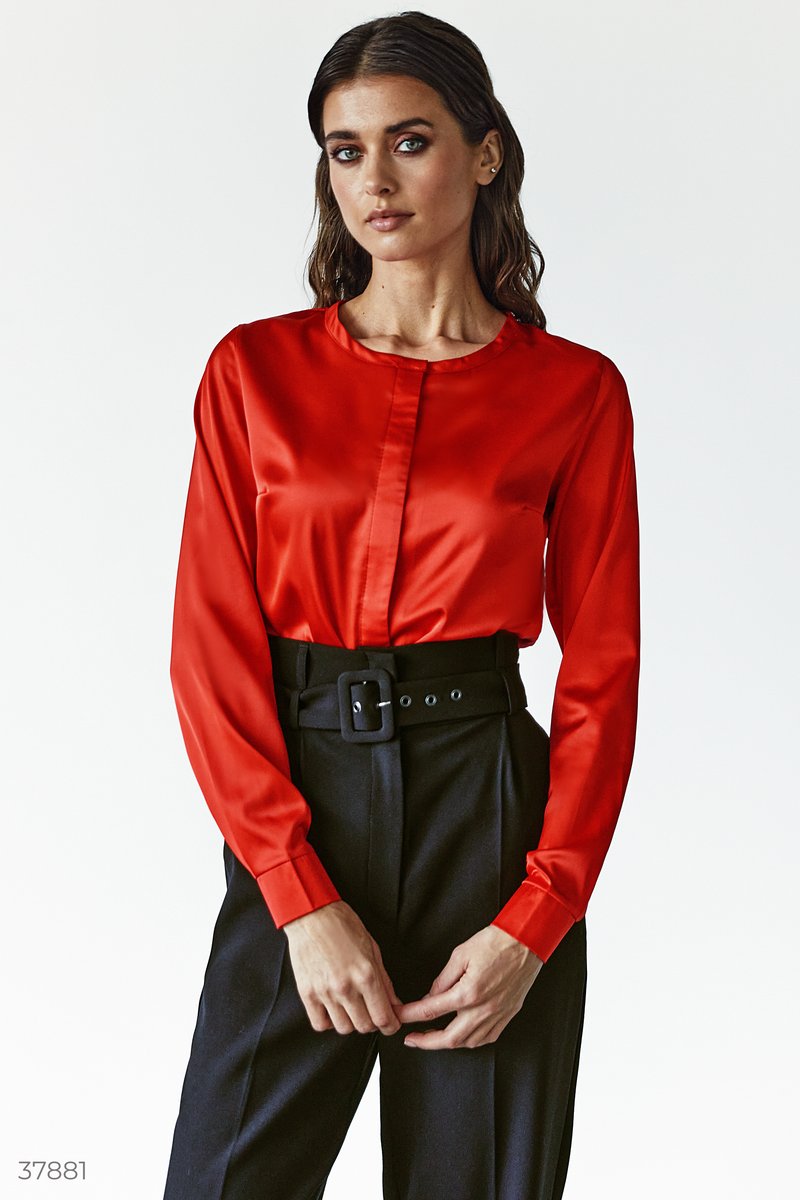 Шовкова жіноча блуза Червоний 37881