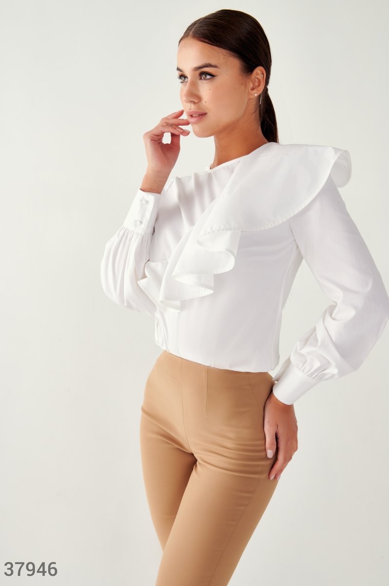 Романтична блуза з воланом   Білий 37946