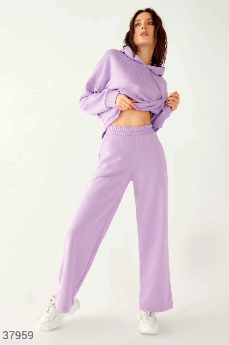Lavender suit with cropped hoodie photo 1