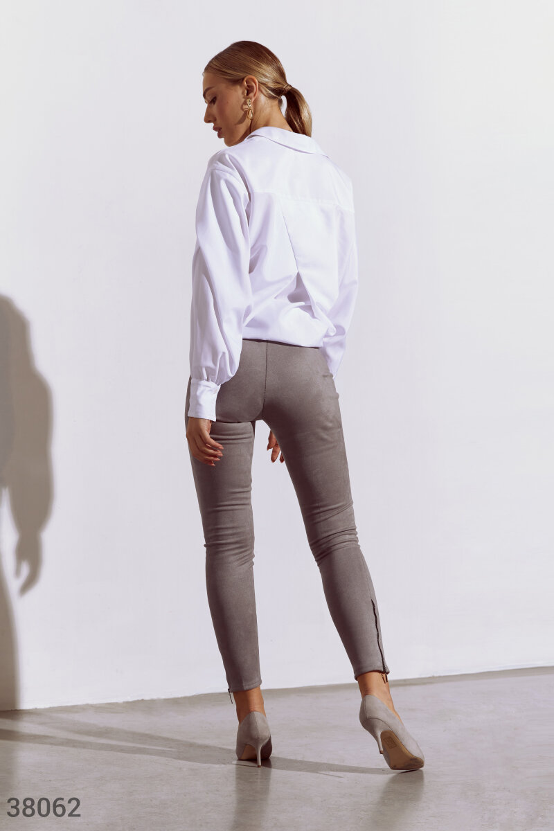 Suede gray trousers
