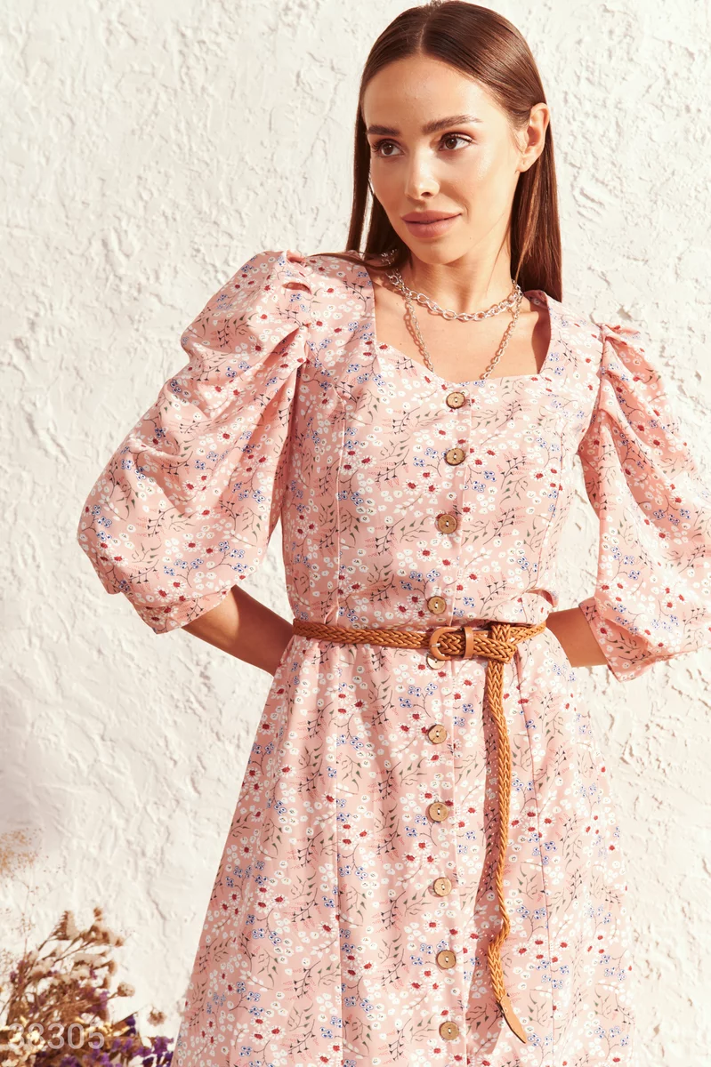 Floral dress with voluminous sleeves photo 1