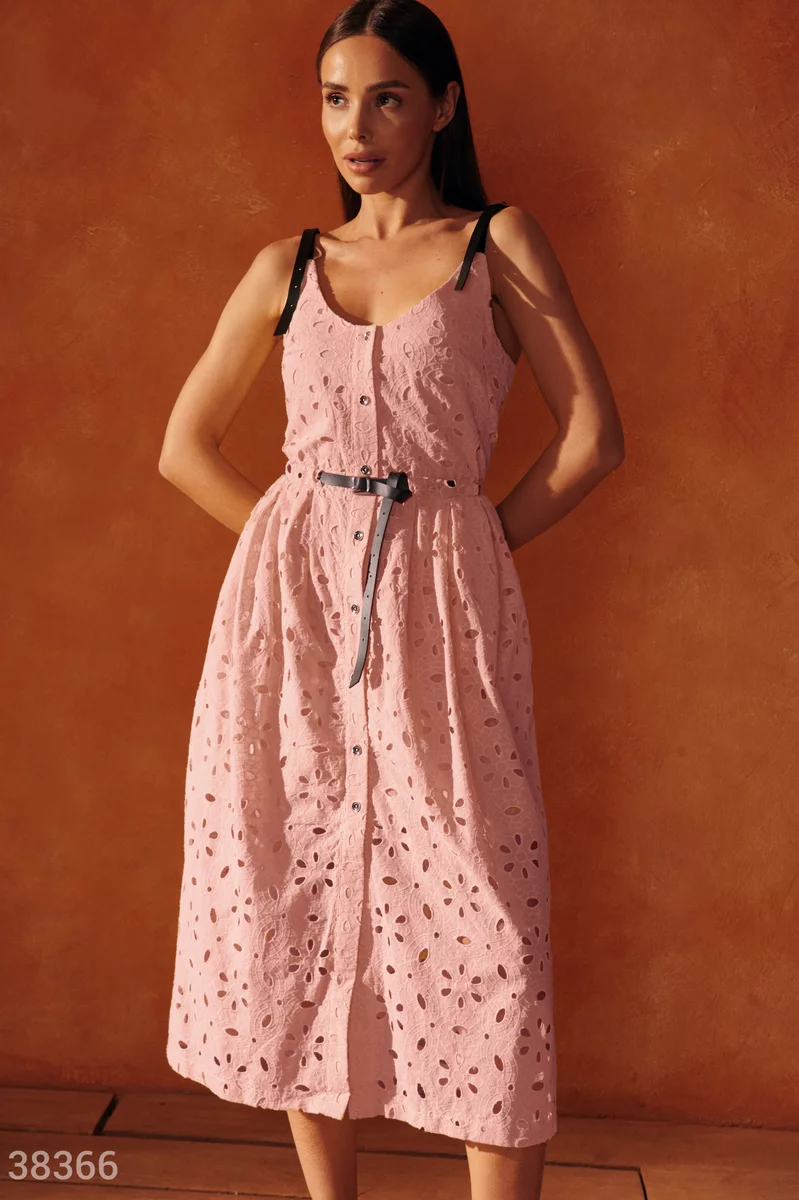 Pink sundress with embroidery photo 1