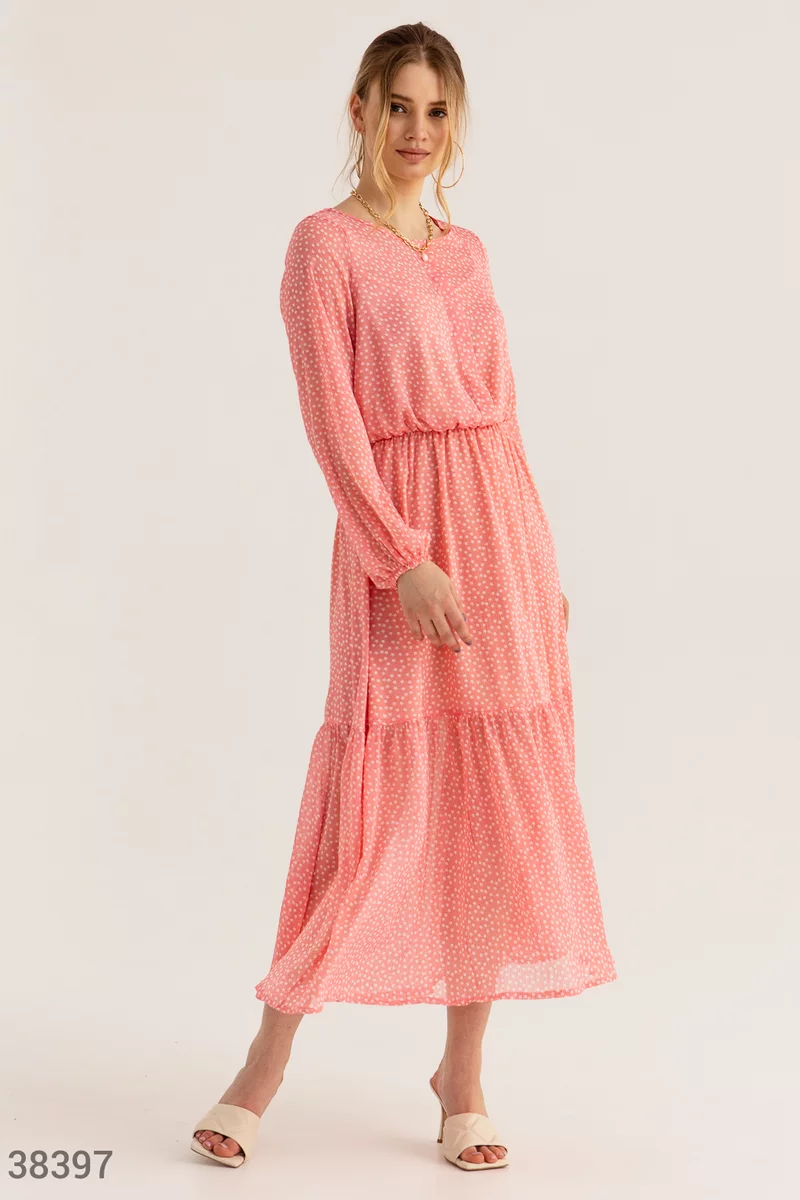 Розовое платье из воздушного шифона фотография 1