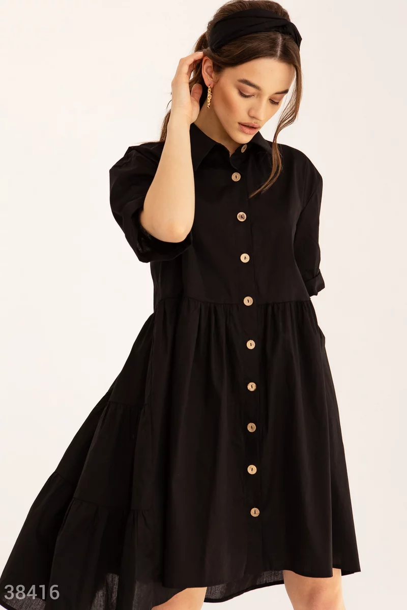 Черное платье рубашечного кроя photo 1