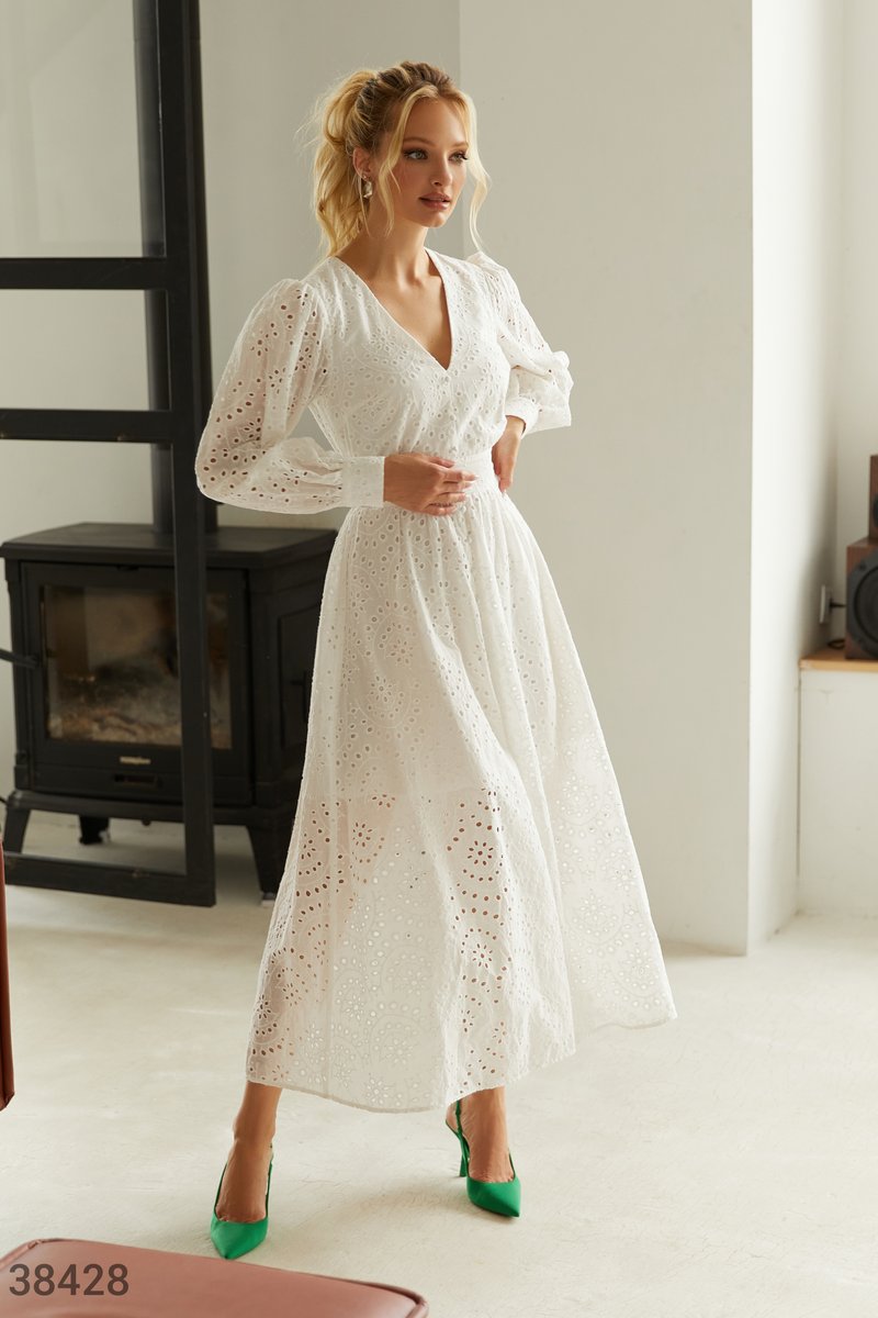 Акція на Біла сукня з натуральної бавовни від Gepur