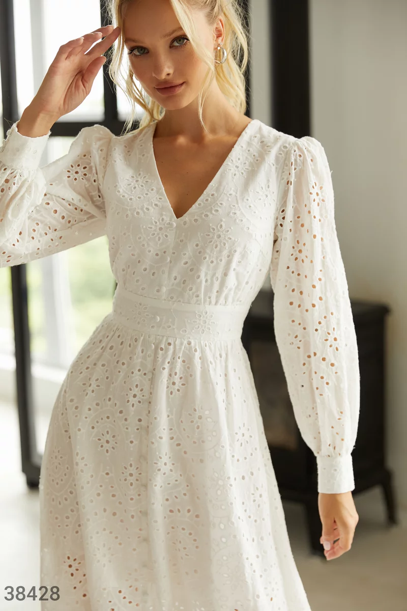 Біла сукня з натуральної бавовни фотографія 2