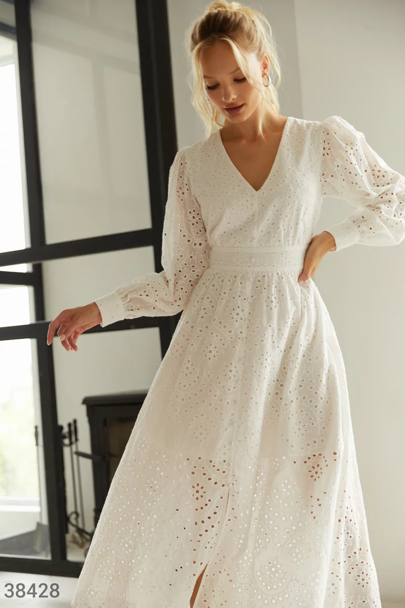 Біла сукня з натуральної бавовни фотографія 3