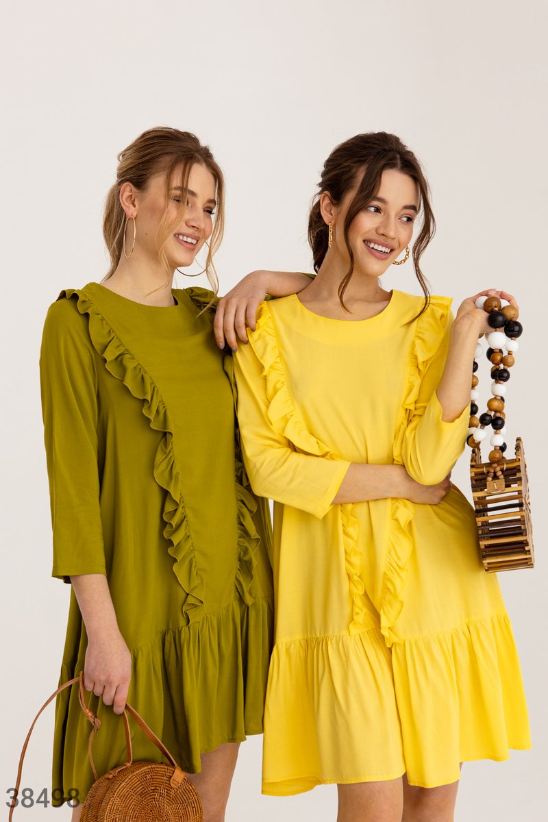 

Свободное желтое платье-мини