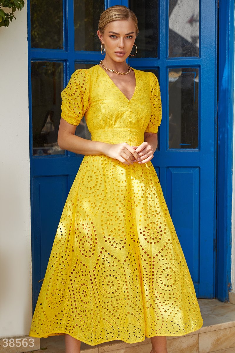 Летнее платье трендового желтого цвета Желтый 38563