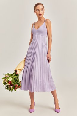Pleated knitted dress of lavender shade photo 1