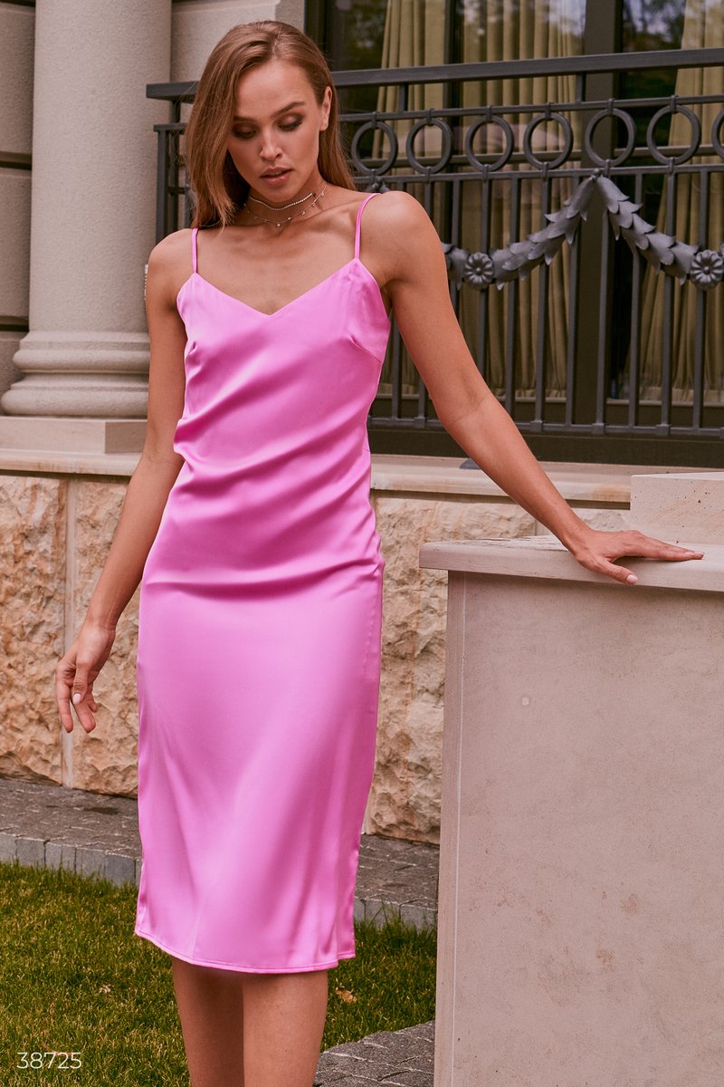 Малиновое минималистичное платье Розовый 38725