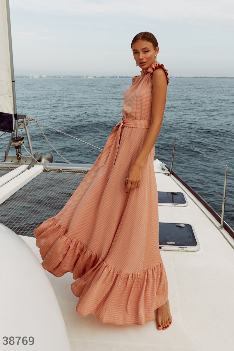 Силуетна сукня в смужку Оранжевий 38769