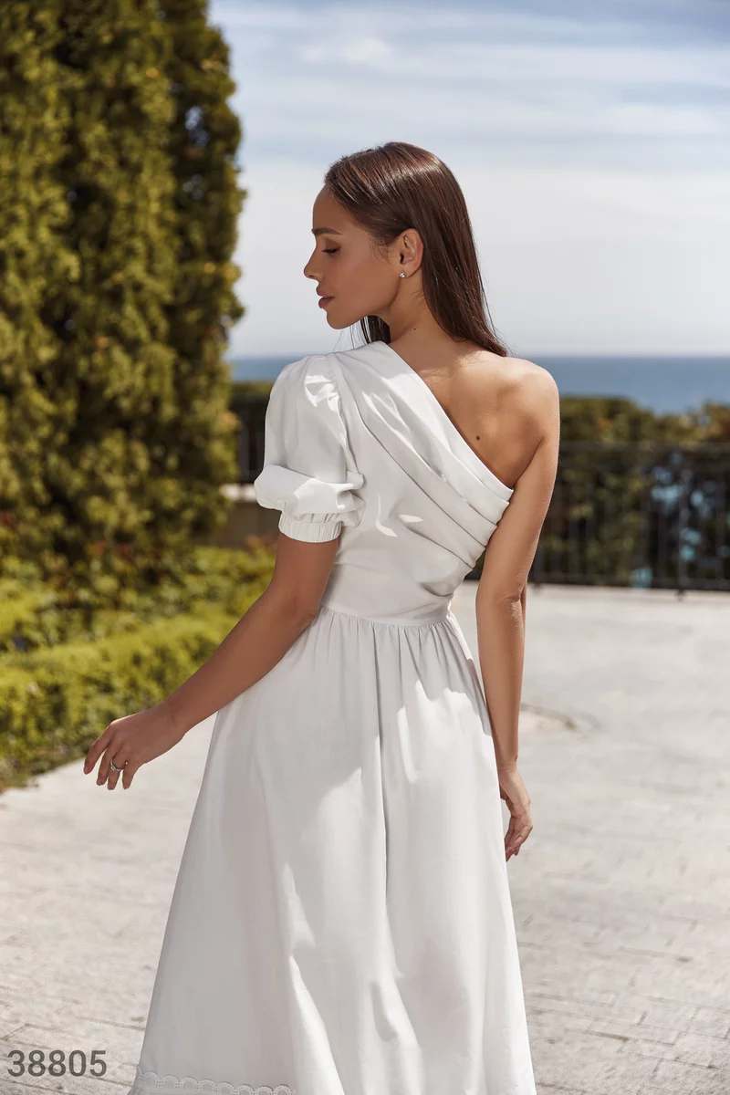 Asymmetric white dress photo 4