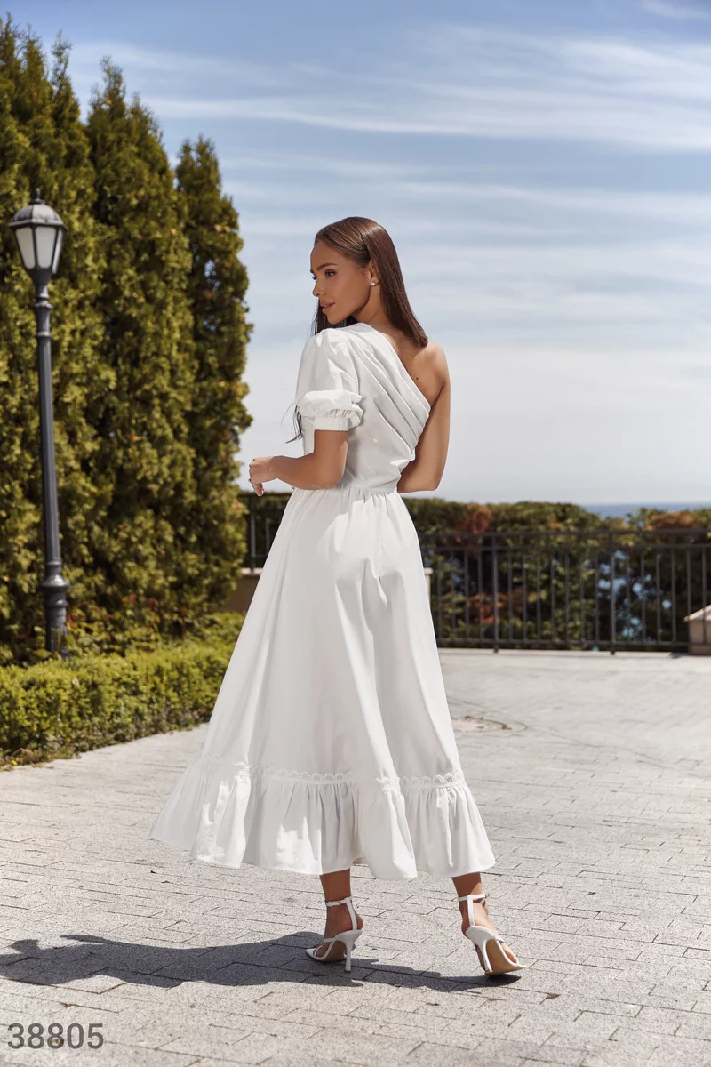 Asymmetric white dress photo 5