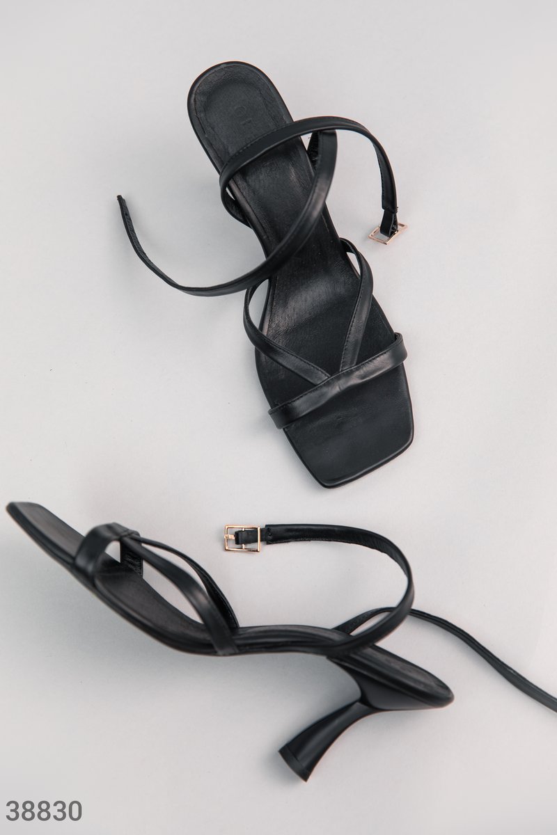 Leather heeled sandals Black 38830