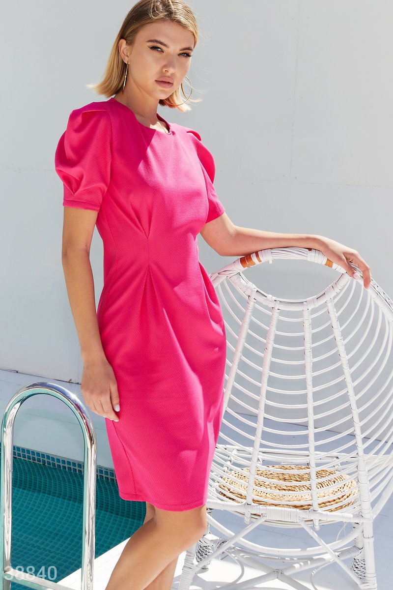 Приталена сукня-міні відтінку фуксія   Рожевий 38840