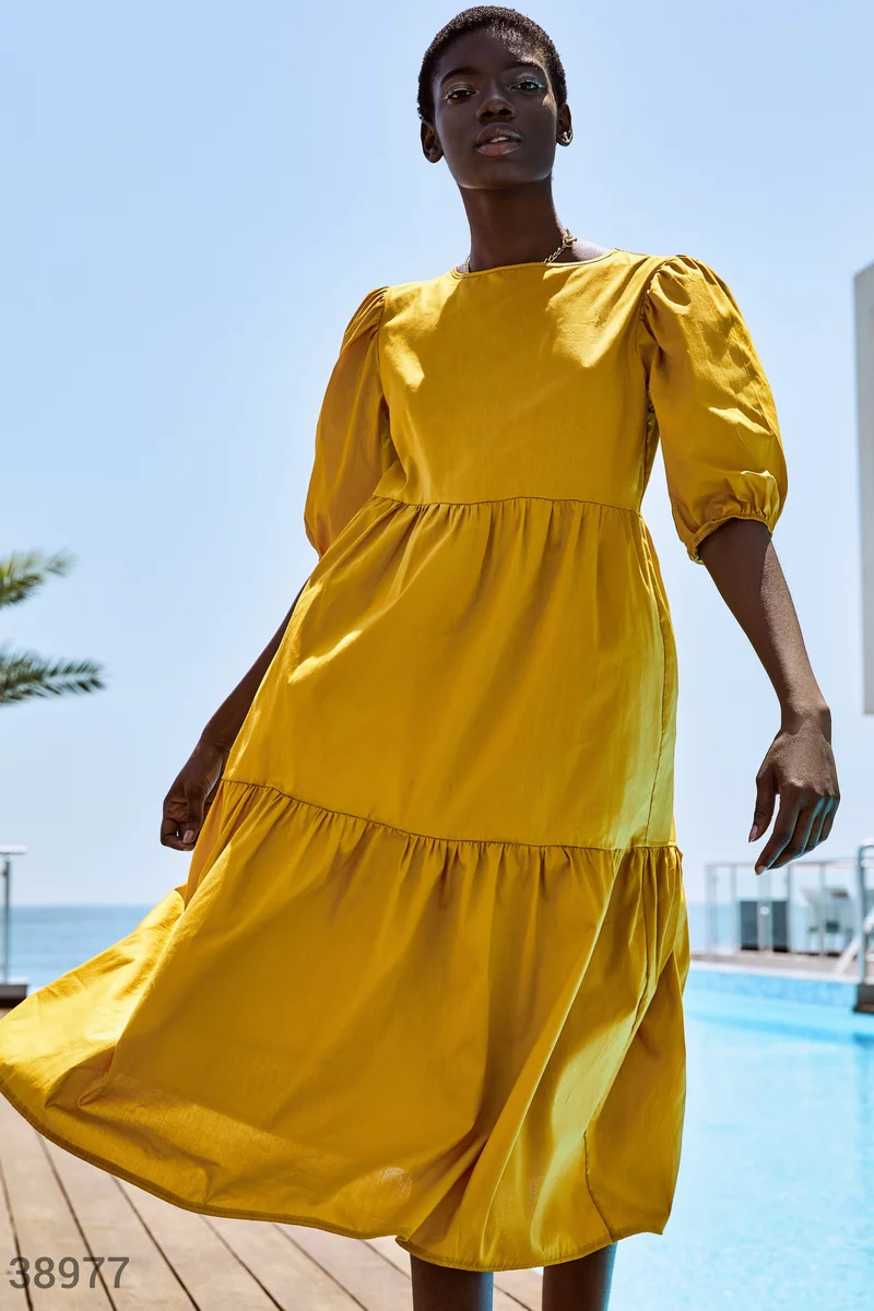 Желтое свободное платье photo 1