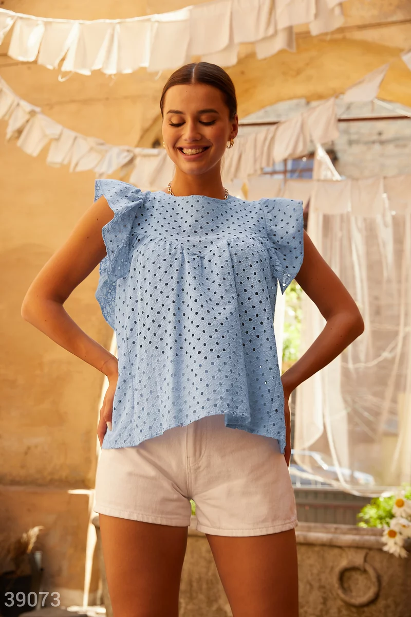 Летняя блуза синего цвета фотография 1