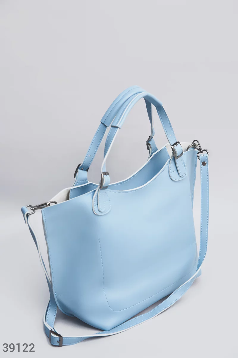 Вместительная сумка голубого цвета фотографія 1