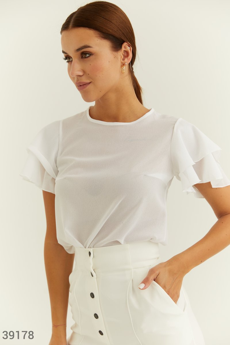 Біла шифонова блуза