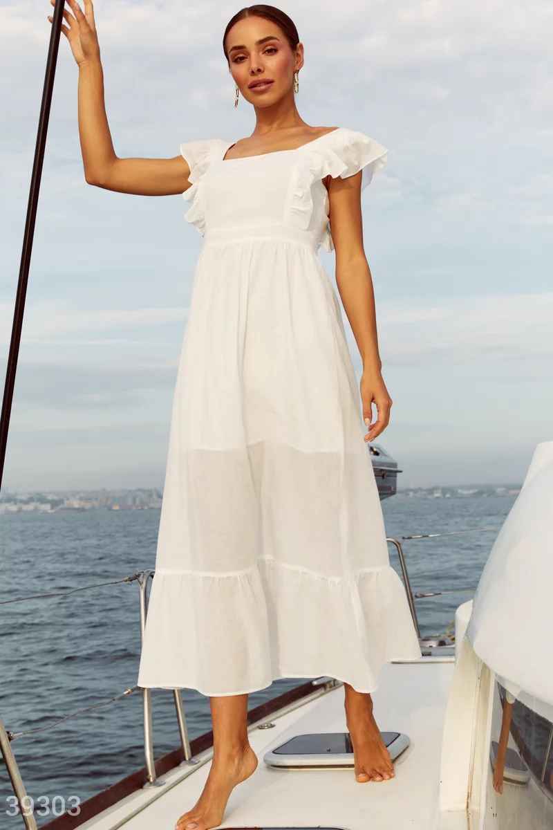 Біла бавовняна сукня фотографія 5