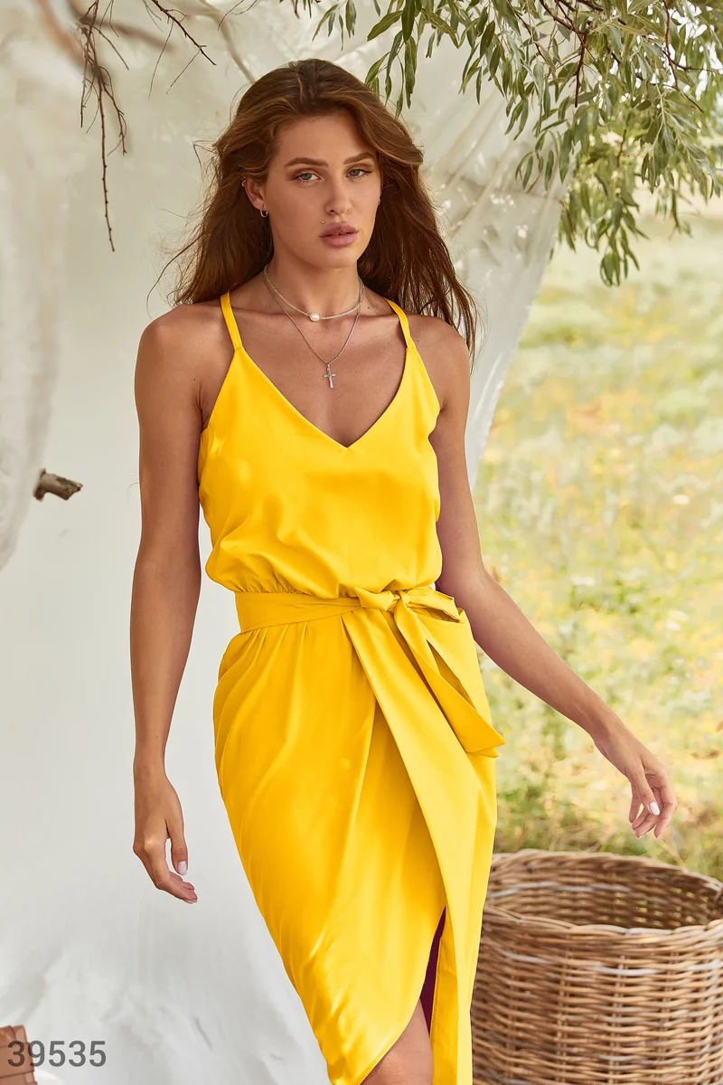 Yellow sundress with thin straps photo 1