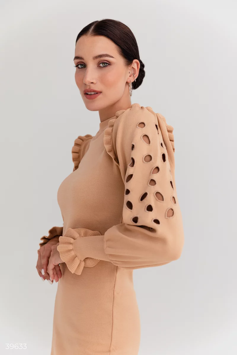 Beige knitted dress photo 1