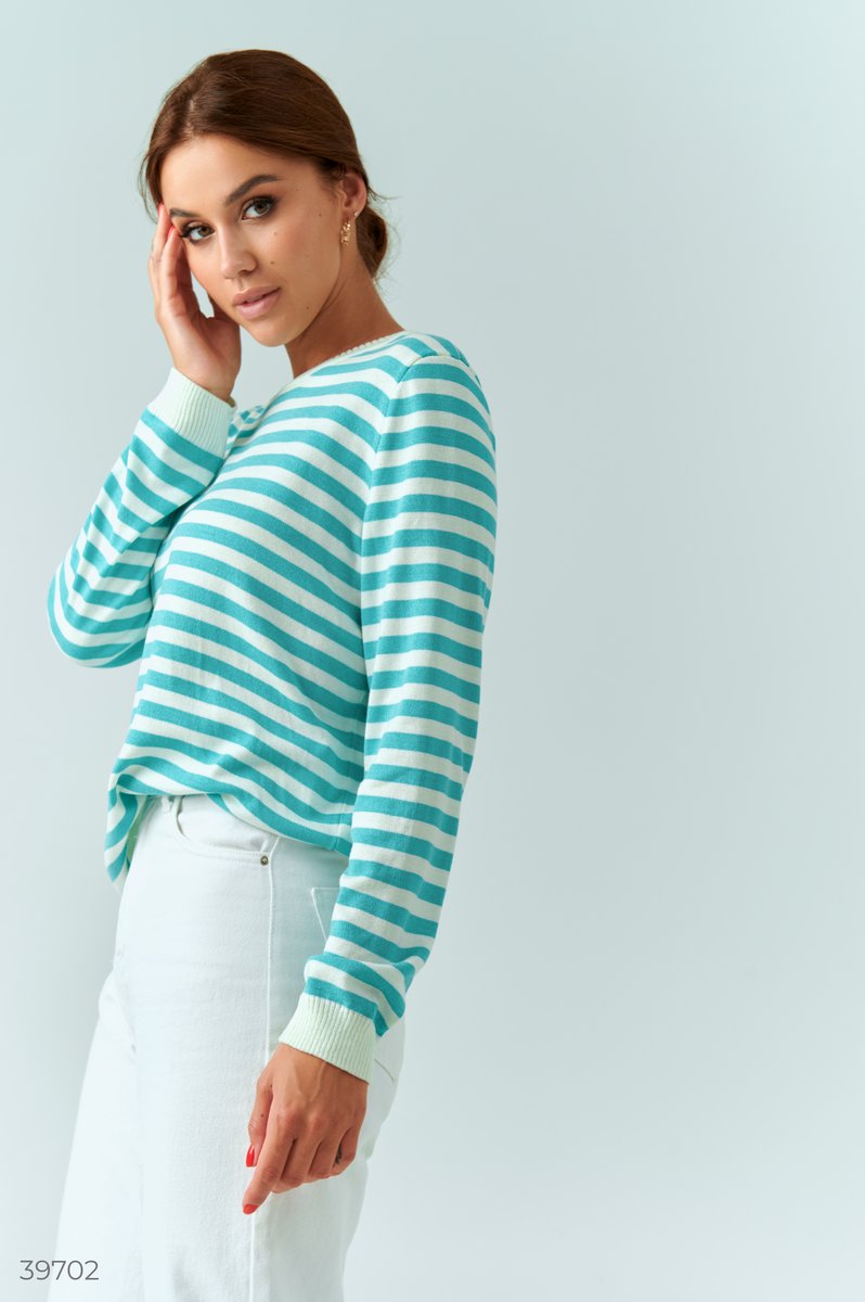 Turquoise striped jumper