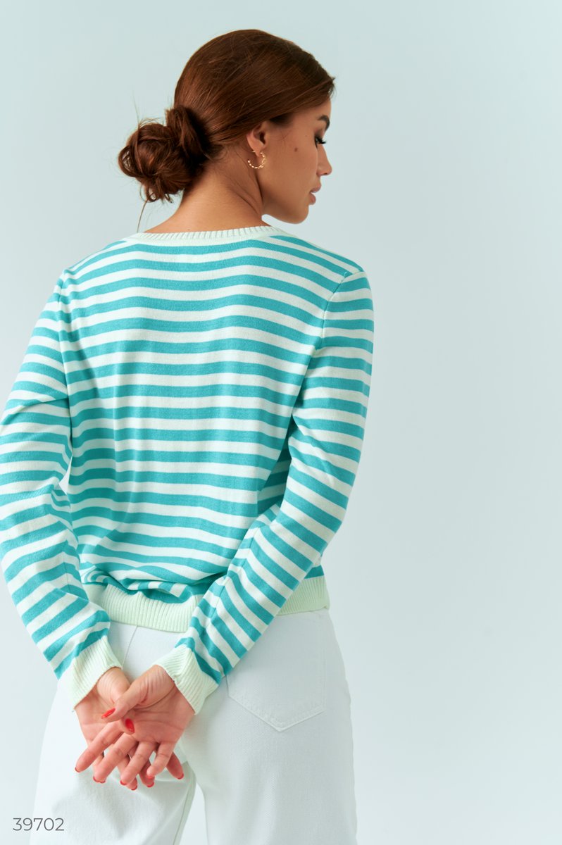 Turquoise striped jumper