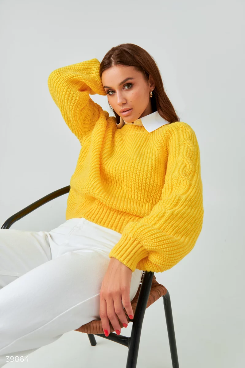 Bright yellow sweater photo 1