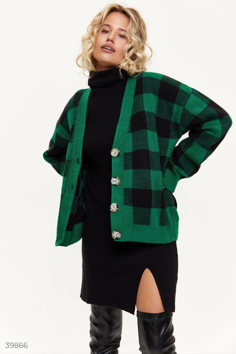 Green checked jumper