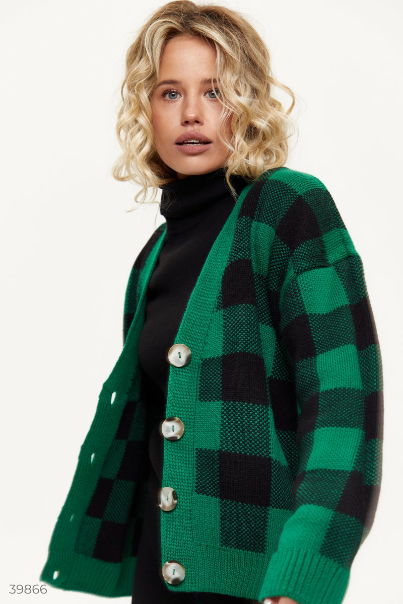 Green checked jumper