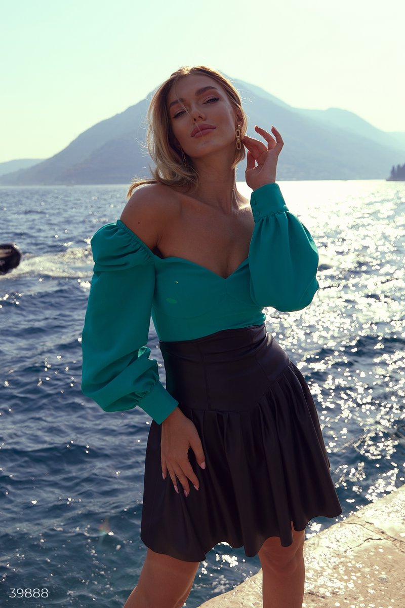 Black eco-leather skirt (№ 39888) ♡ Gepur - women clothes store 