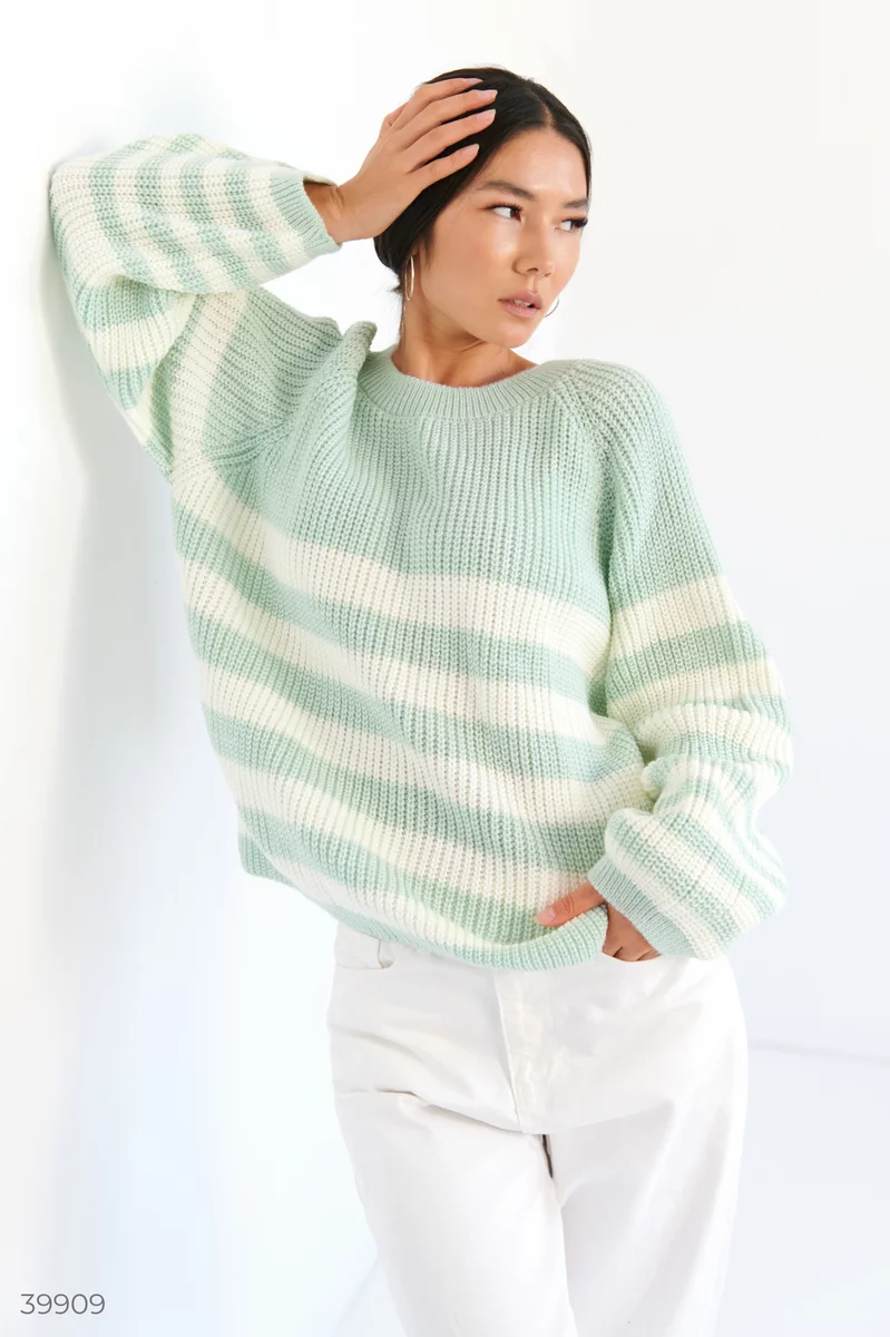 Mint striped sweater photo 1