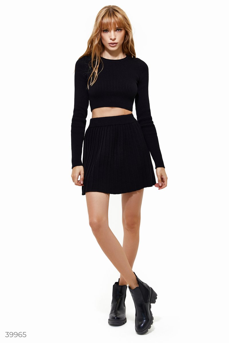 Black jersey suit with a short skirt Black 39965