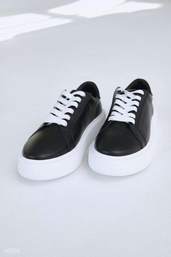 black leather platform sneakers