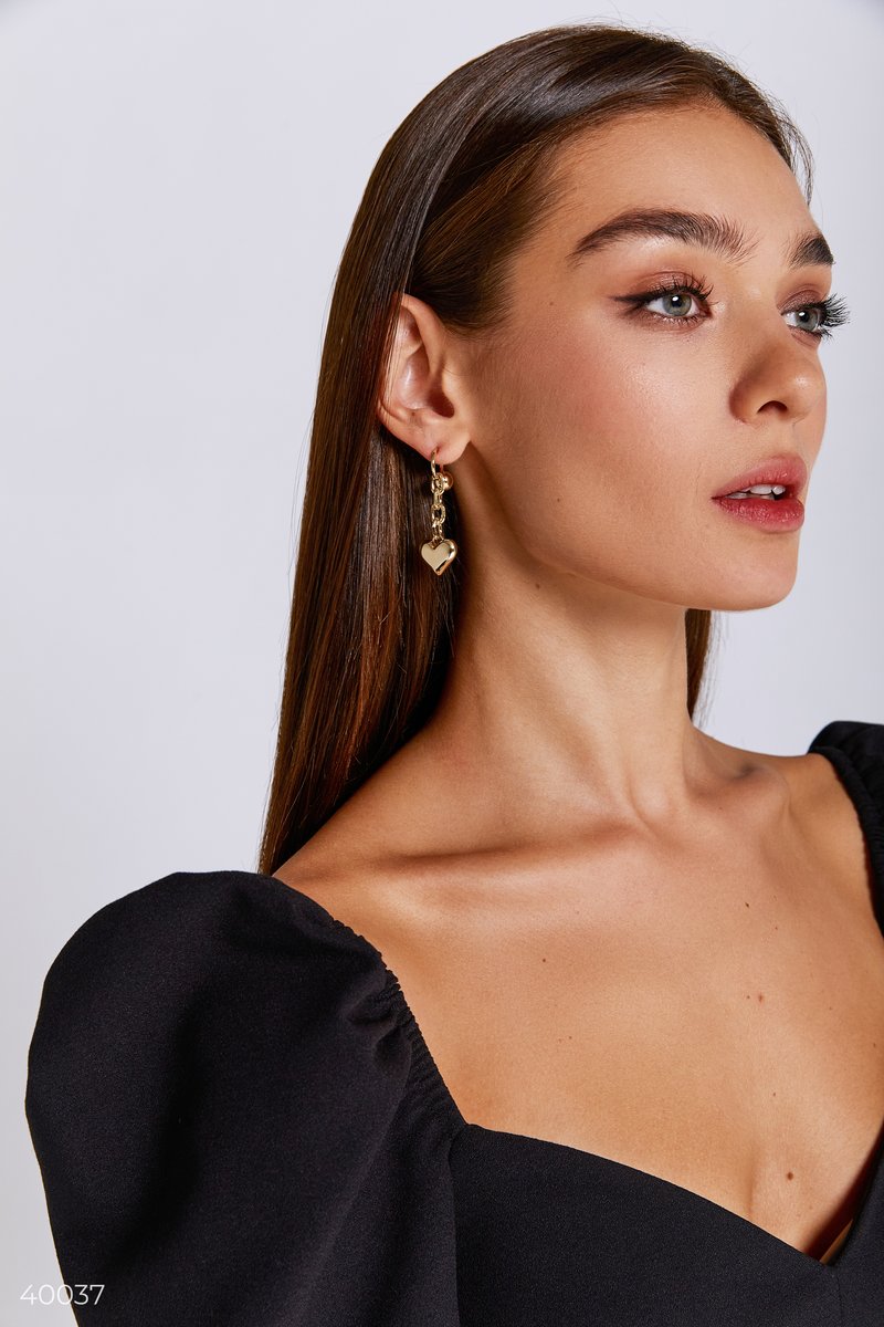 Gold-tone transformable heart earrings