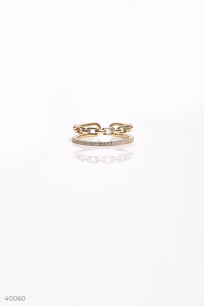 Double ring with chain Golden 40060