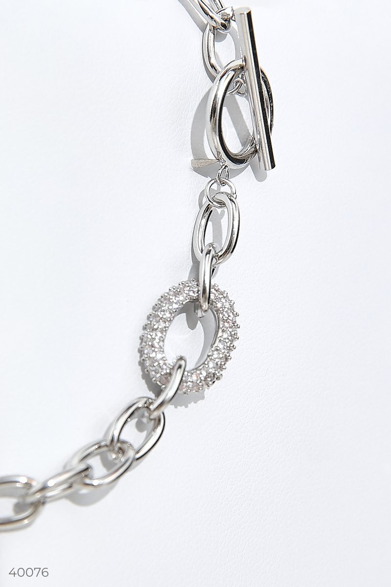 Silver bracelet-chain with rhinestones  