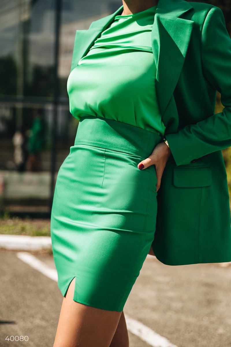 Короткая зеленая юбка Зелений 40080