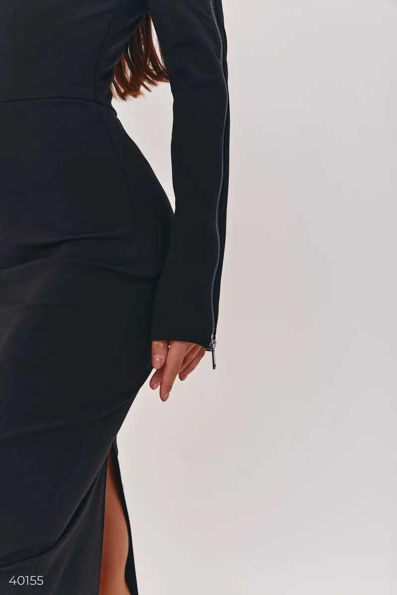 Black dress with a zipper on the sleeve photo 4
