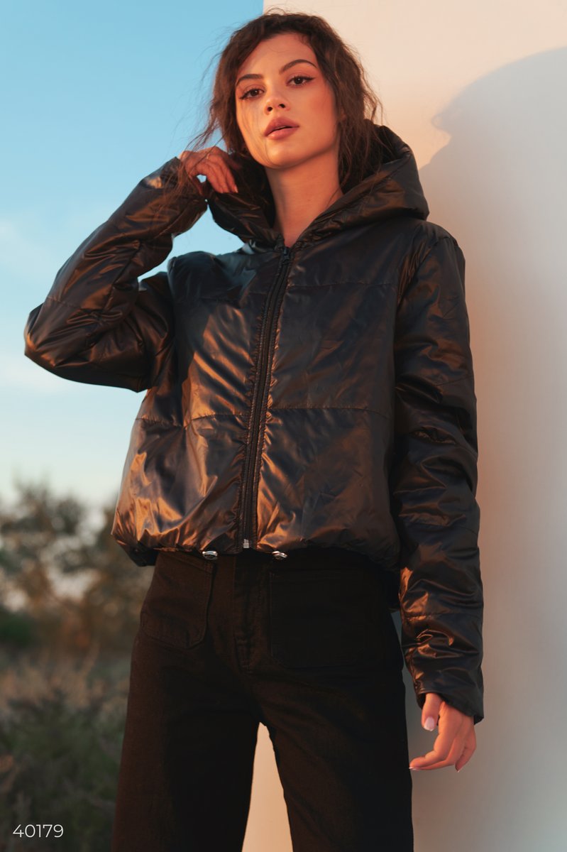 Укорочена чорна куртка от Gepur EU