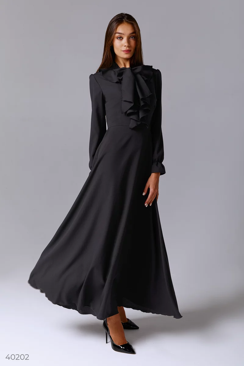 Black maxi dress with flounces photo 2